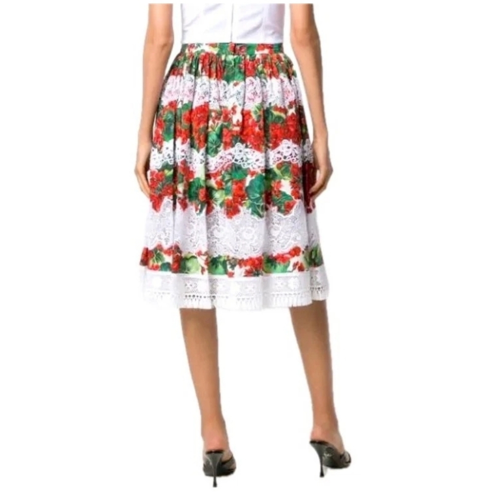 DOLCE & GABBANA Portofino Popli Geranium Floral Lace Skirt Sz 40/US 8 10 Medium - Picture 11 of 11